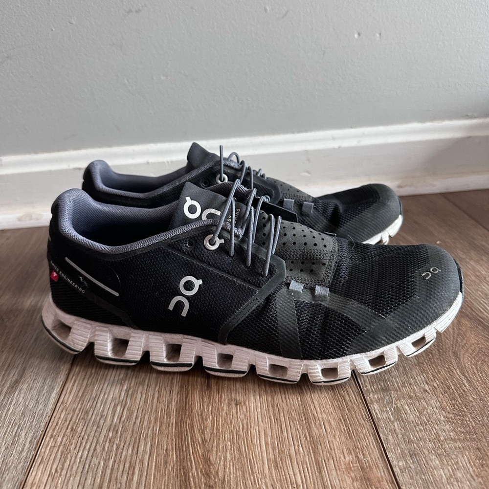 On Running Black and White Athletic Shoes